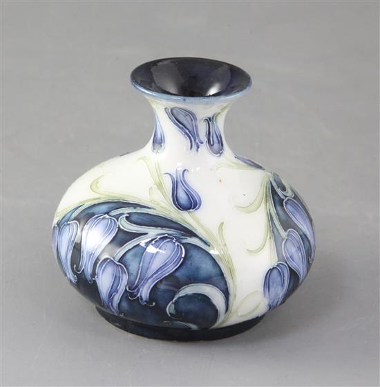 A Moorcroft Macintyre Florian ware squat bulbous vase, decorated with blue harebells, 8.5cm